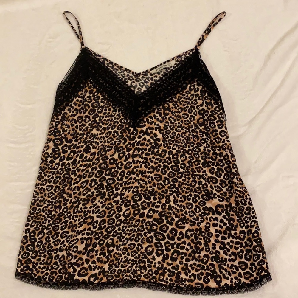 Stradivarius leopard tank top with lace
